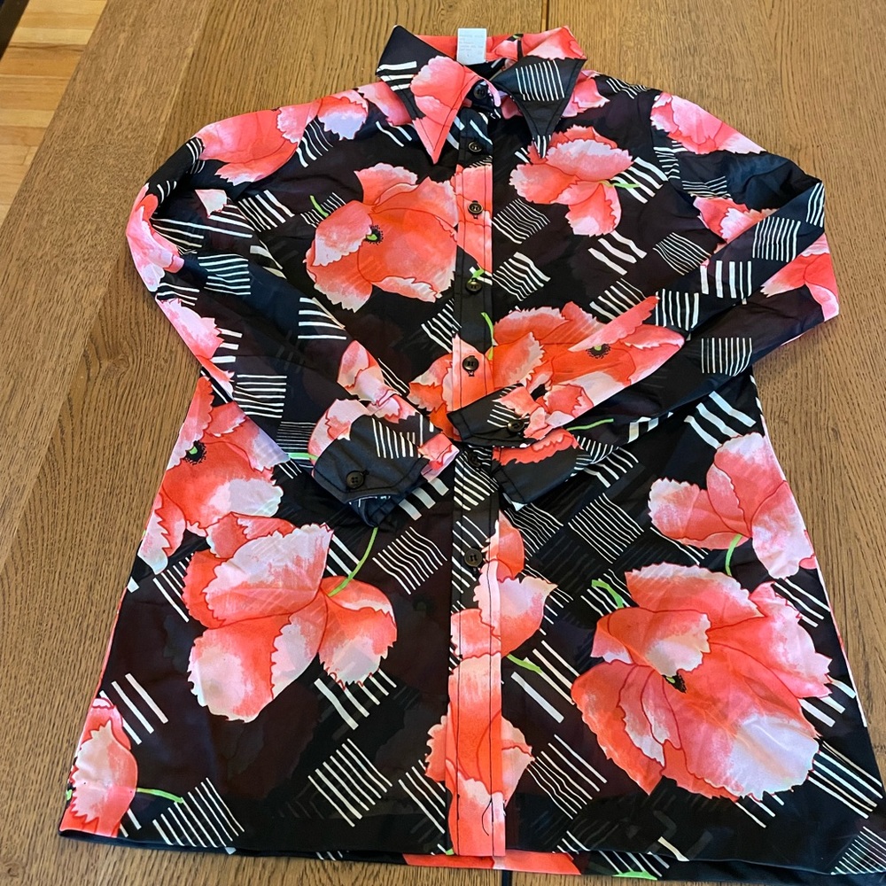 Jantzen vintage 1970’s collar button down poppy size S